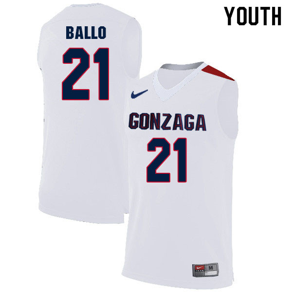 Youth #21 Oumar Ballo Gonzaga Bulldogs College Basketball Jerseys Sale-White